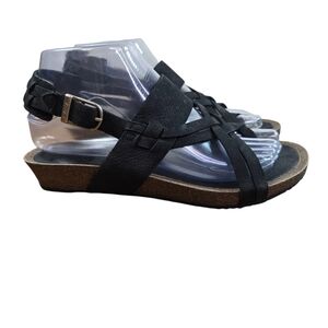Teva Ysidro Extension Black Nubuck Cork Wedge Sandals